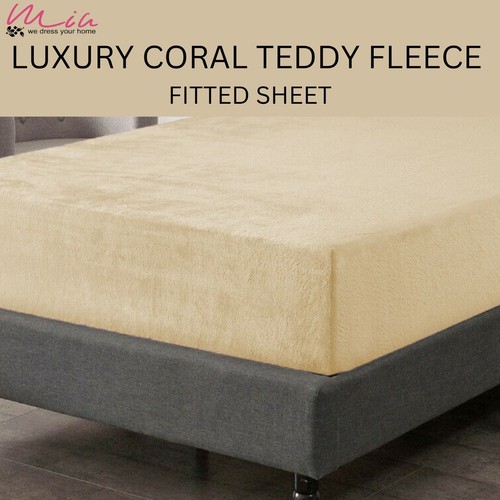 PREMIUM Teddy Fleece Fitted Sheet Extra Warm Double King Size For Icy Winter Bed - Picture 6 of 18