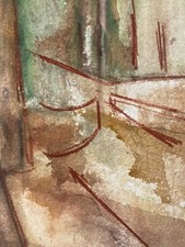 Schönes Gemälde Abstrakt Tafel Karton Art Antik 1990 zu Identifizieren