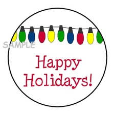 30 CHRISTMAS ENVELOPE SEALS LABELS STICKERS 1.5" ROUND HAPPY HOLIDAYS