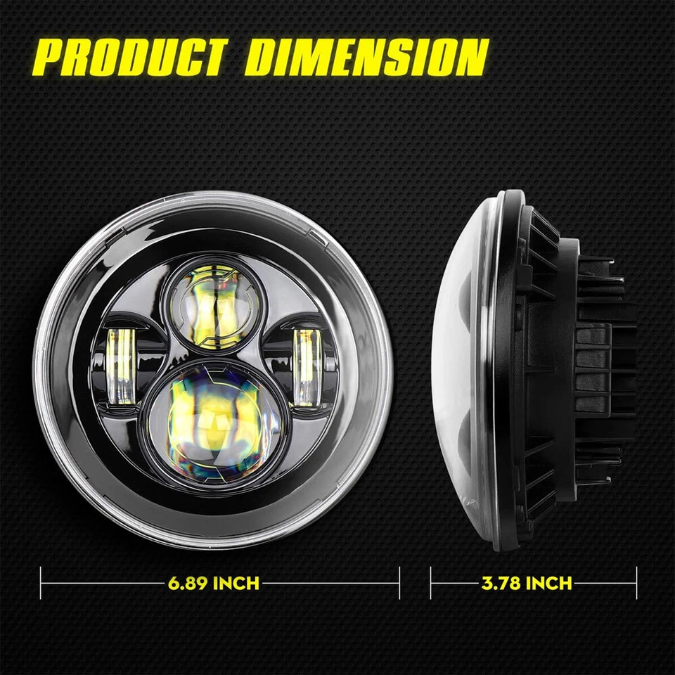 Pair 7" Inch LED Headlights&High-Low Beam Kit For Land Rover Defender 90 110 - Image 4 of 4