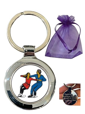 Ice Dancing Paar (A) personalisierter Beta Schlüsselanhänger in Geschenktüte