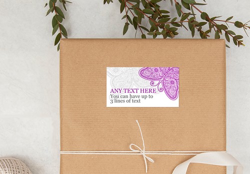 PERSONALISED STICKERS Rectangle Labels | Butterfly address | Choose Colour | 002 - Afbeelding 3 van 4