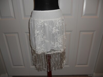 NWT DENIM & SUPPLY RALPH LAUREN BOHO FRINGE SKIRT IVORY SIZE SMALL | eBay
