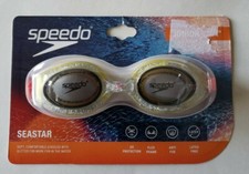 Speedo Junior Goggles SEASTAR Swimming UV Protection Yellow Glitter 6-14
