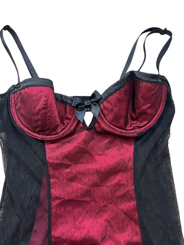 Fredericks of Hollywood Bustier Negligee Womens Medium Red Lace Burlesque Sexy - Picture 2 of 9