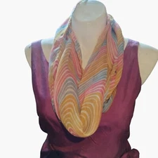Rainbow Striped Infinity Scarf Lightweight Summer Pastel