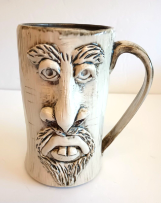 Vintage Ugly 3D Face Mug Cup Stoneware Pottery Mustache Buck Tooth 16 oz.  Signed | eBay