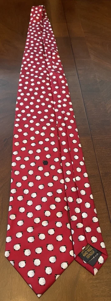 Vintage Alynn “ Black Sheep “ Red Hand Made Silk Men’s Neck Tie Made In China - Image 3 of 4