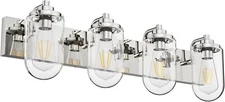 Ralbay Farmhouse Bathroom Vanity Light Fixtures 4 Light Chrome Clear Glass