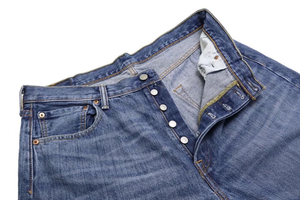 Levi's 501 Vaqueros Hombres W36/L32 Triquitos Botón Fly Corte Recto Descolorido - Imagen 4 de 4