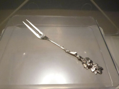 kleine Gabel Aufschnittgabel Zweizack 800 Silber Relief Rose 11 cm / 9,09 g