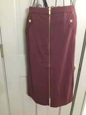 Grace Elements Zip Detail Skirt Burgundy M Knit Nwt