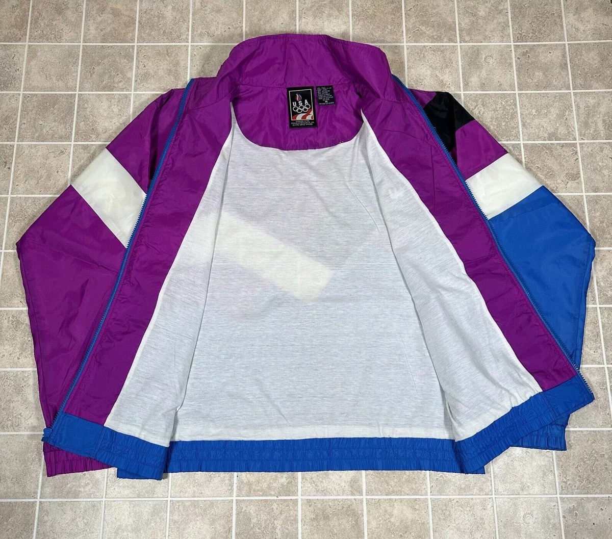Vintage 90's JC Penny USA Olympic Full Zip Windbreaker Jacket Blue