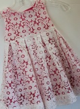 baby Gap NWT Girl's 3 6 Mo Ivory Lace Dress w/ Pink Satin Liner