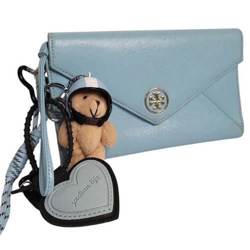 Tory Burch Robinson Envelope Wristlet- Wallet- Clutch Bag- Blue - Picture 2 of 8