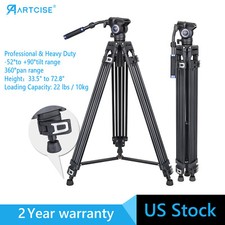 73" Heavy Duty Video Tripod Fluid Head Tripod Camera Stand with Fluid Drag Head