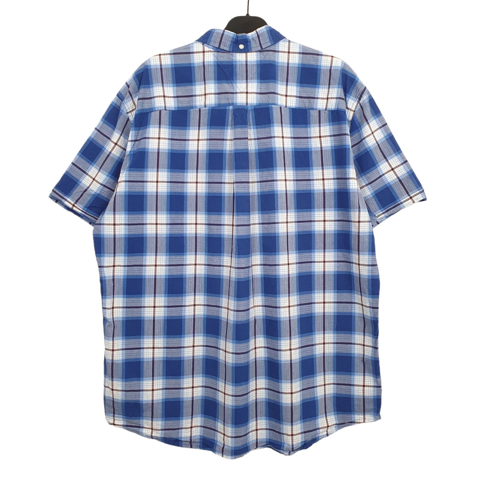TOMMY HILFIGER Blue Check Shirt Short Sleeve Casual Mens XL image 3