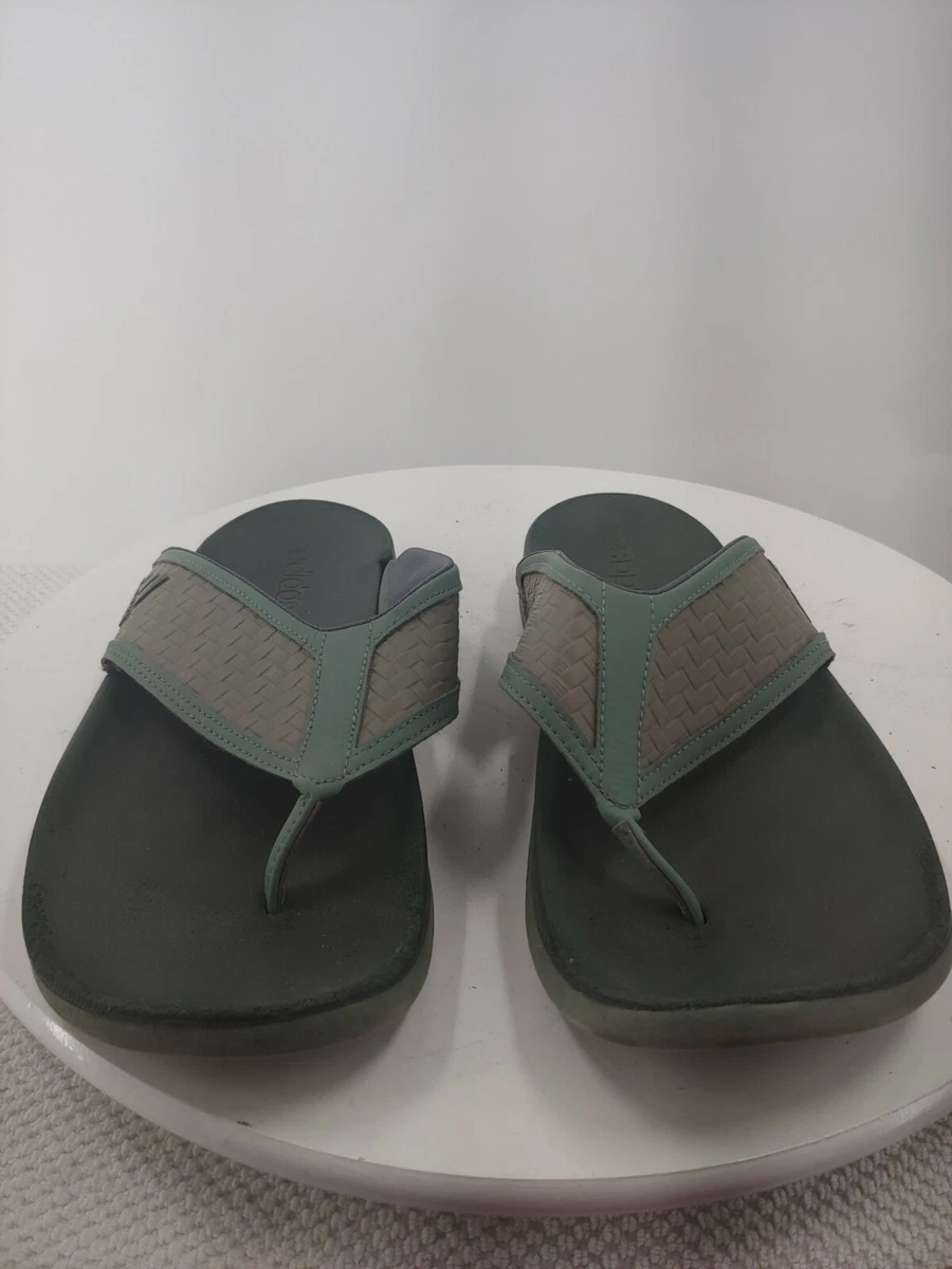 Adidas Flip Flops Size 8 Cushioned Slip On Sandals Comfort Blue Green Gray
