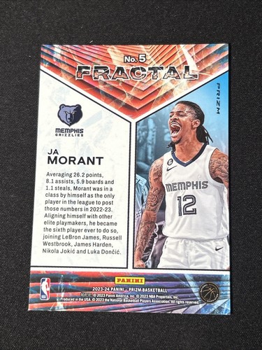2023-24 Panini Prizm Fractal Prizms Fast Break #5 Ja Morant - Picture 2 of 2