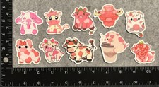 Lot of 10 Assorted Pink Cow Stickers