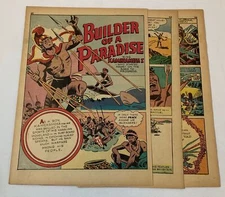 1942 four page cartoon story ~ KING KAMEHAMEHA ~ Hawaii, surfing