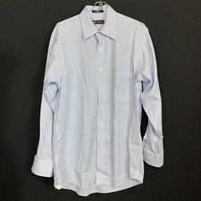 Chaps Blue Striped Easy Care Dress Shirt Men's Size 15 32/33, M Long Sleeves EUC