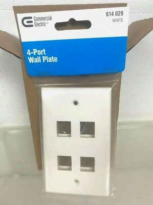 5 Pack Lot - 4 Hole Port Jack Wall Face Plate Network Commerical Electric White