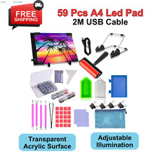 59 Pcs Diamond Painting A4 LED Light Pad Kit, 5D Diamond Painting Accessories
