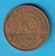 FRANCE 1962 10 centimes -KM#929 -  Liberty  - R.482 circulated