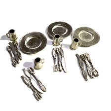 Miniature Silverware Dishes  Cutlery Dollhouse 4 Place Setting 1:12 Dining