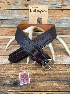 Vintage Don Hume Brown Leather River Belt Texas Law Enforcement Worn Size  34