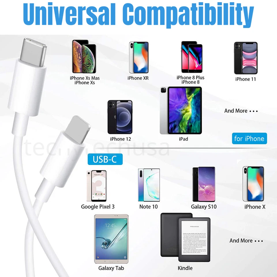 USB-C to iPhone Cable 3/6Ft PD Fast Charger Cord For Apple 12 11 Pro Max iPad XR - Image 4 of 4