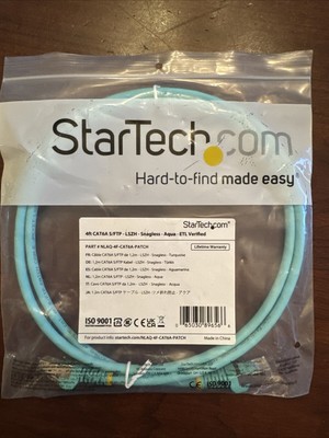 StarTech.com 4ft Cat6a Ethernet Cable LSZH Snagless Aqua