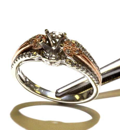 10k multi- gold .26ct round diamond semi mount engagement ring 3.9g size 7 - Bild 7 von 8