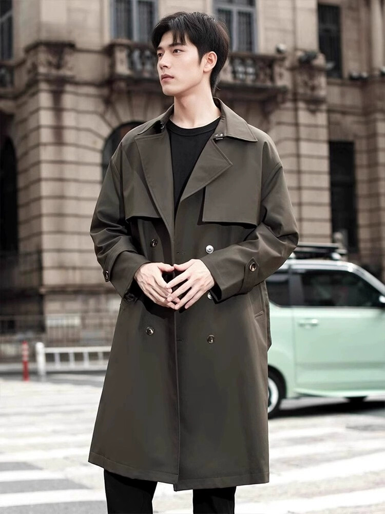 ジャケット・アウター stein DOUBLE LAPELLED TRENCH COAT S Zeiyignr Men's Trench Coats Double Breasted Belted Trench