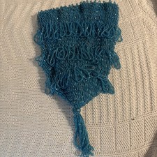 Antique BEADED fringe flapper bag purse - Aqua Blue Needs Restoring