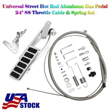 Street Hot Rod Universal Aluminum Gas Pedal 24 Ss Throttle Cable Spring Set