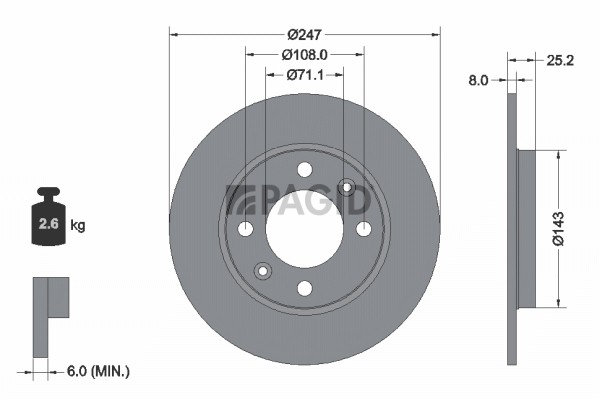 Pagid Bremsscheiben Voll Ø247Mm FüR Peugeot 206 CC 2D 2A/C 2E/K CitroëN Xsara-image
