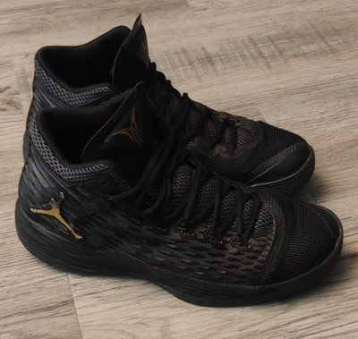 Jordan Melo M13 Black/Metallic Gold Lace Up Men's Mid Top Athletic Sneakers