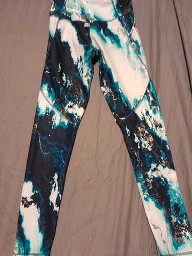 Girls Size L 10-12 Old Navy Active Leggings Tye Dye Style With Glittery Gold... - Picture 5 of 5