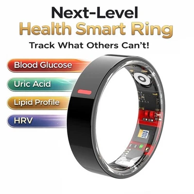 Smart Ring Blood Glucose Uric Acid Lipids HRV Sleep Fitnes Tracker for Women Men - Image 1 of 4