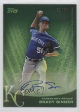 2022 Topps X Steve Aoki Base Green Glitter Blast 12/50 Brady Singer Auto 7k6