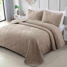 California King Quilt Set Taupe Lightweight Oversized Comforter Set Bedding