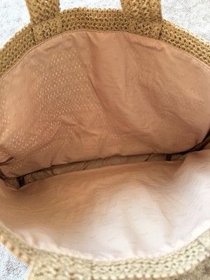 Dior Beauty 2 Piece Raffia Beige Woven Tote Bag & Zip Pouch GWP