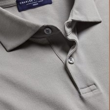 Charles Tyrwhitt Men Smart Pique Polo – light grey Size medium New