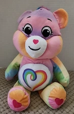 BASIC FUN! 2022 Care Bears Rainbow Tie Dye Heart 13" Stuffed Plush Animal Toy