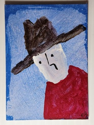 e9Art ACEO cowboy outsider art brut naive