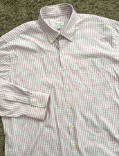 Peter Millar Summer Comfort Dress Shirt Stretch Men's XL 17.5" x 35" Pink Check