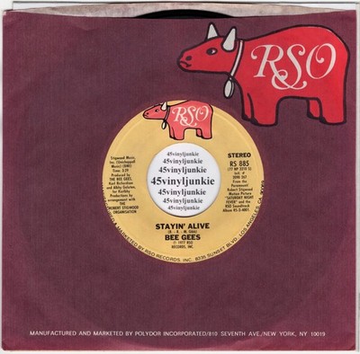 The Bee Gees NM 45 rpm ''Stayin' Alive'' on RSO Records