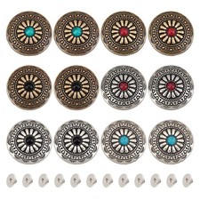 GORGECRAFT 12Pcs 30mm Screw Back Buttons Concho 30 millimeters, Mixed color